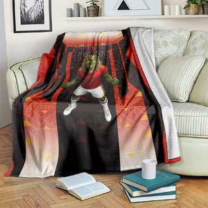 Personalized Egypt Soccer Sobek Crocodile Mascot Blanket Pharaoh Mascot Egyptian Hieroglyphic
