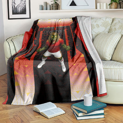 Personalized Egypt Soccer Sobek Crocodile Mascot Blanket Pharaoh Mascot Egyptian Hieroglyphic
