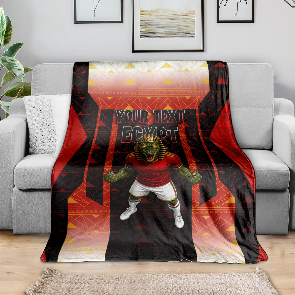 Personalized Egypt Soccer Sobek Crocodile Mascot Blanket Pharaoh Mascot Egyptian Hieroglyphic