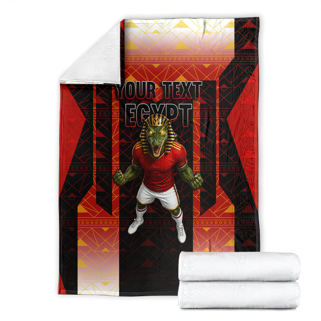Personalized Egypt Soccer Sobek Crocodile Mascot Blanket Pharaoh Mascot Egyptian Hieroglyphic