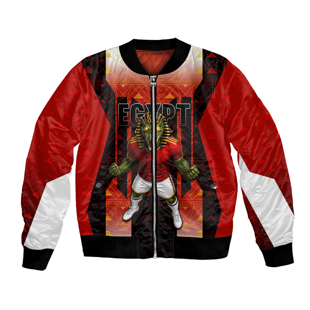 Personalized Egypt Soccer Sobek Crocodile Mascot Bomber Jacket Pharaoh Mascot Egyptian Hieroglyphic