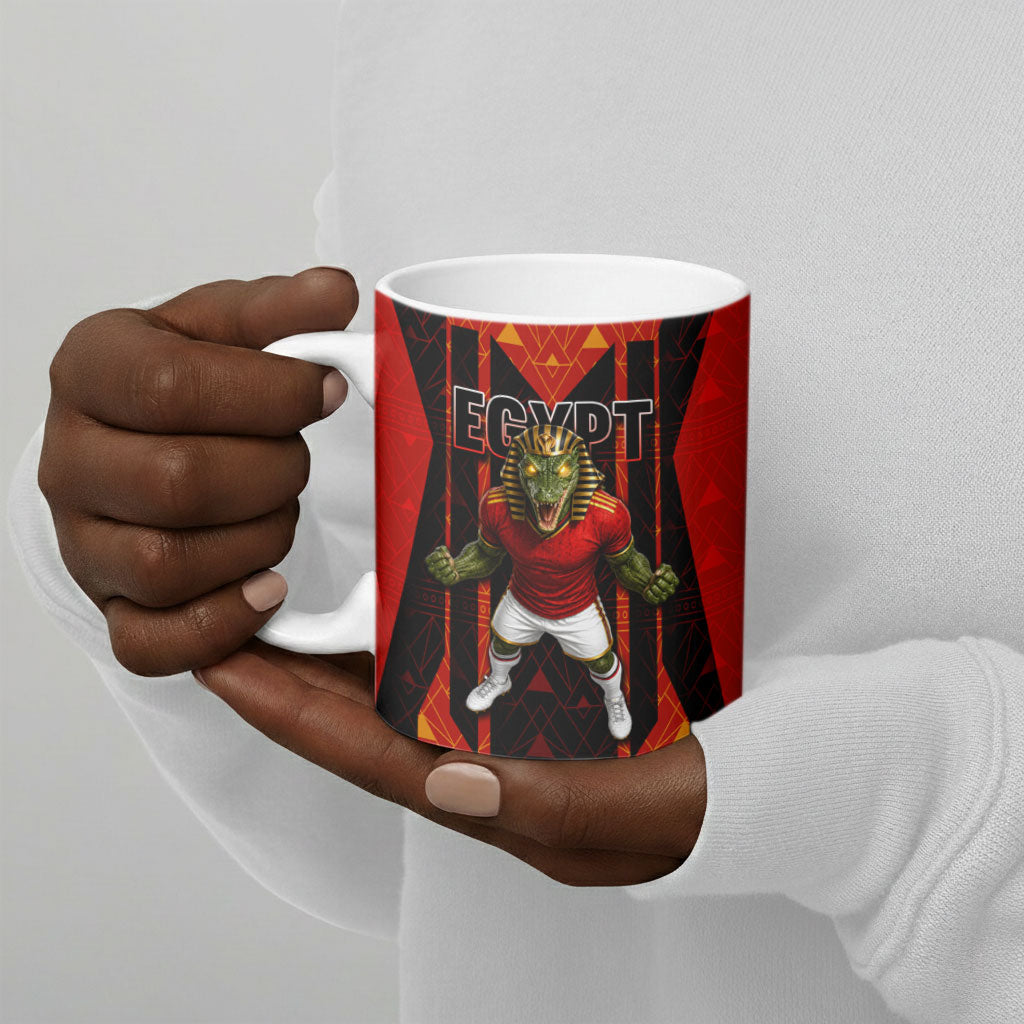 Personalized Egypt Soccer Sobek Crocodile Mascot Ceramic Mug Pharaoh Mascot Egyptian Hieroglyphic