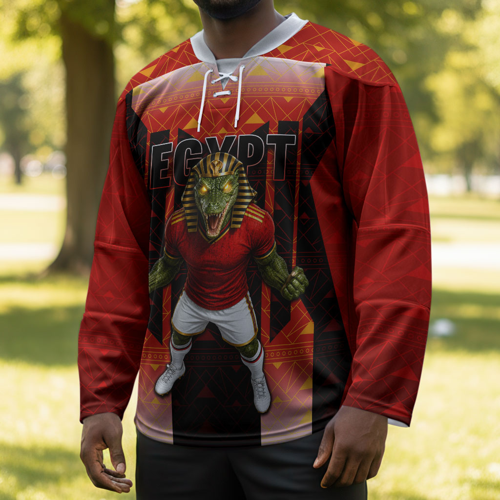 Personalized Egypt Soccer Sobek Crocodile Mascot Hockey Jersey Pharaoh Mascot Egyptian Hieroglyphic
