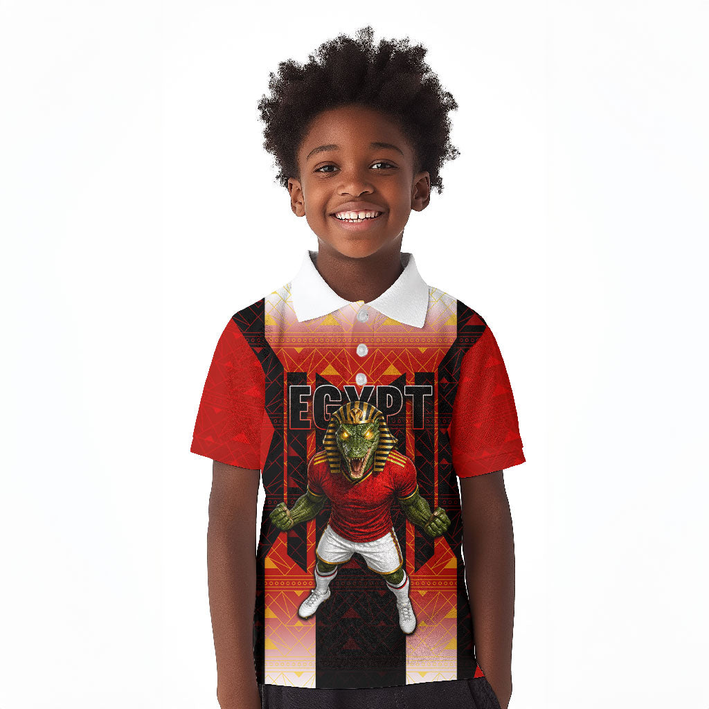 Personalized Egypt Soccer Sobek Crocodile Mascot Kid Polo Shirt Pharaoh Mascot Egyptian Hieroglyphic