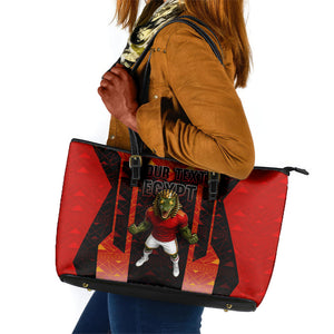 Personalized Egypt Soccer Sobek Crocodile Mascot Leather Tote Bag Pharaoh Mascot Egyptian Hieroglyphic
