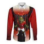 Personalized Egypt Soccer Sobek Crocodile Mascot Long Sleeve Button Shirt Pharaoh Mascot Egyptian Hieroglyphic