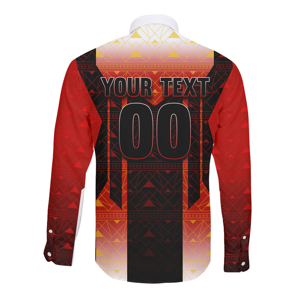 Personalized Egypt Soccer Sobek Crocodile Mascot Long Sleeve Button Shirt Pharaoh Mascot Egyptian Hieroglyphic