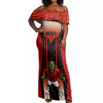 Personalized Egypt Soccer Sobek Crocodile Mascot Off Shoulder Maxi Dress Pharaoh Mascot Egyptian Hieroglyphic