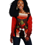 Personalized Egypt Soccer Sobek Crocodile Mascot Off Shoulder Sweater Pharaoh Mascot Egyptian Hieroglyphic