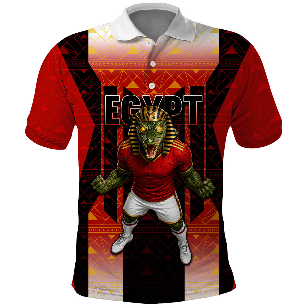 Personalized Egypt Soccer Sobek Crocodile Mascot Polo Shirt Pharaoh Mascot Egyptian Hieroglyphic