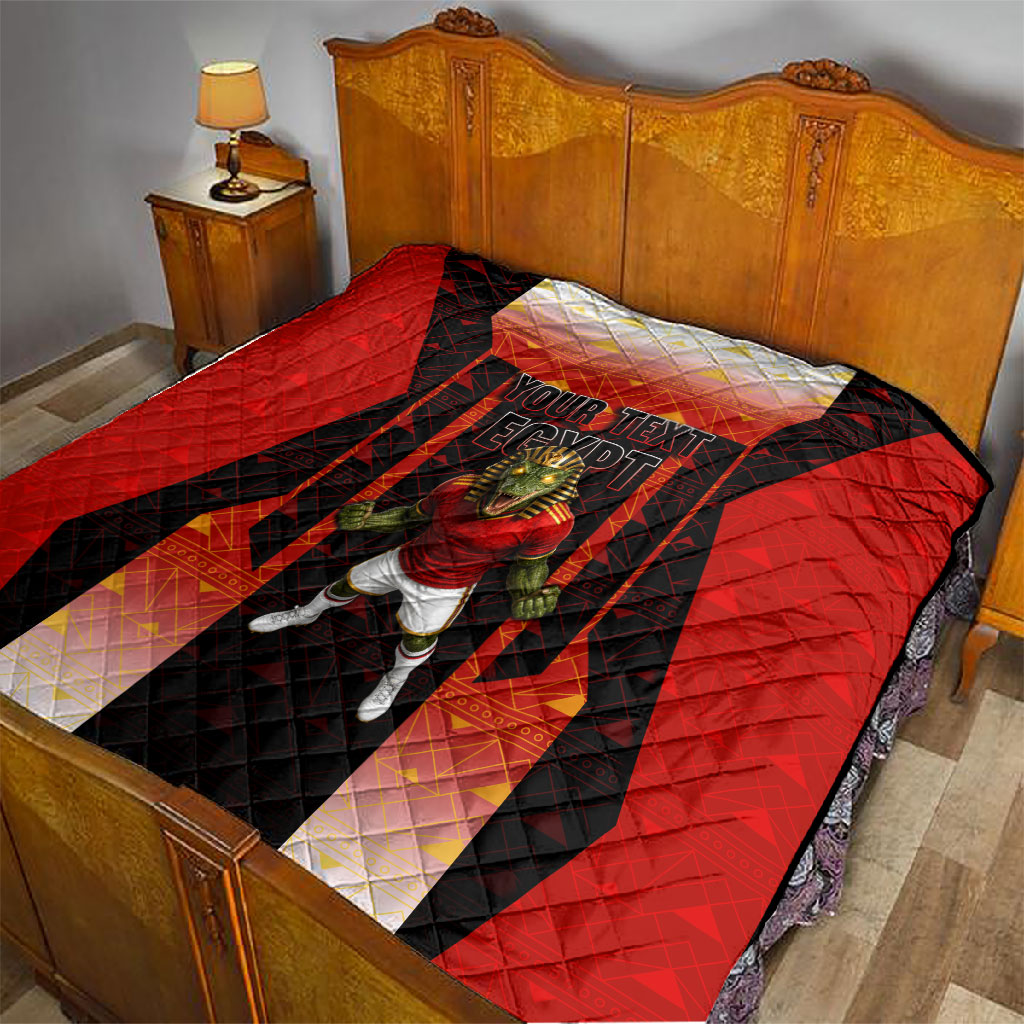 Personalized Egypt Soccer Sobek Crocodile Mascot Quilt Pharaoh Mascot Egyptian Hieroglyphic