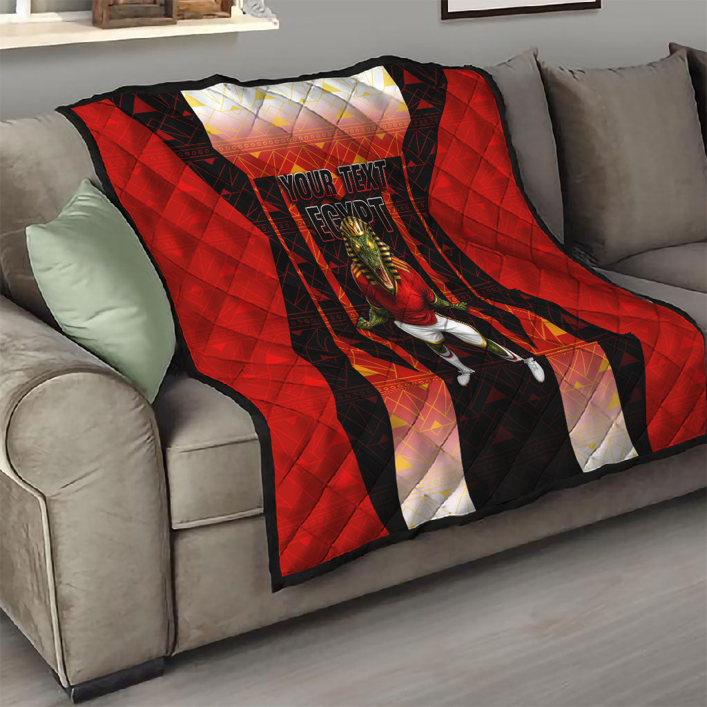 Personalized Egypt Soccer Sobek Crocodile Mascot Quilt Pharaoh Mascot Egyptian Hieroglyphic