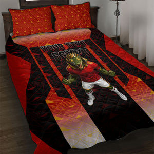 Personalized Egypt Soccer Sobek Crocodile Mascot Quilt Bed Set Pharaoh Mascot Egyptian Hieroglyphic