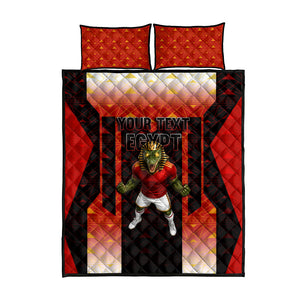 Personalized Egypt Soccer Sobek Crocodile Mascot Quilt Bed Set Pharaoh Mascot Egyptian Hieroglyphic
