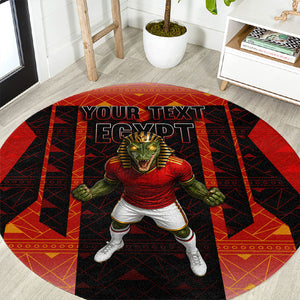 Personalized Egypt Soccer Sobek Crocodile Mascot Round Carpet Pharaoh Mascot Egyptian Hieroglyphic