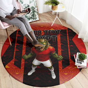Personalized Egypt Soccer Sobek Crocodile Mascot Round Carpet Pharaoh Mascot Egyptian Hieroglyphic