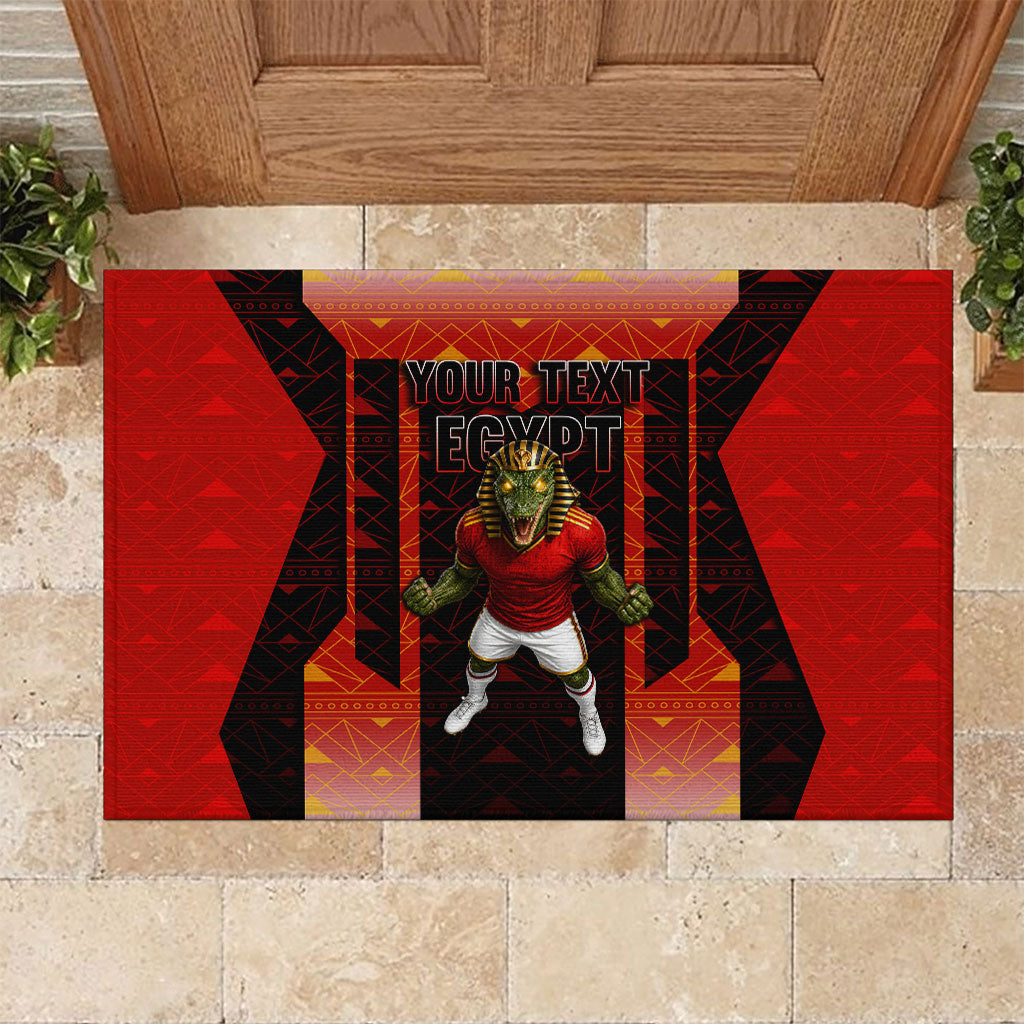Personalized Egypt Soccer Sobek Crocodile Mascot Rubber Doormat Pharaoh Mascot Egyptian Hieroglyphic