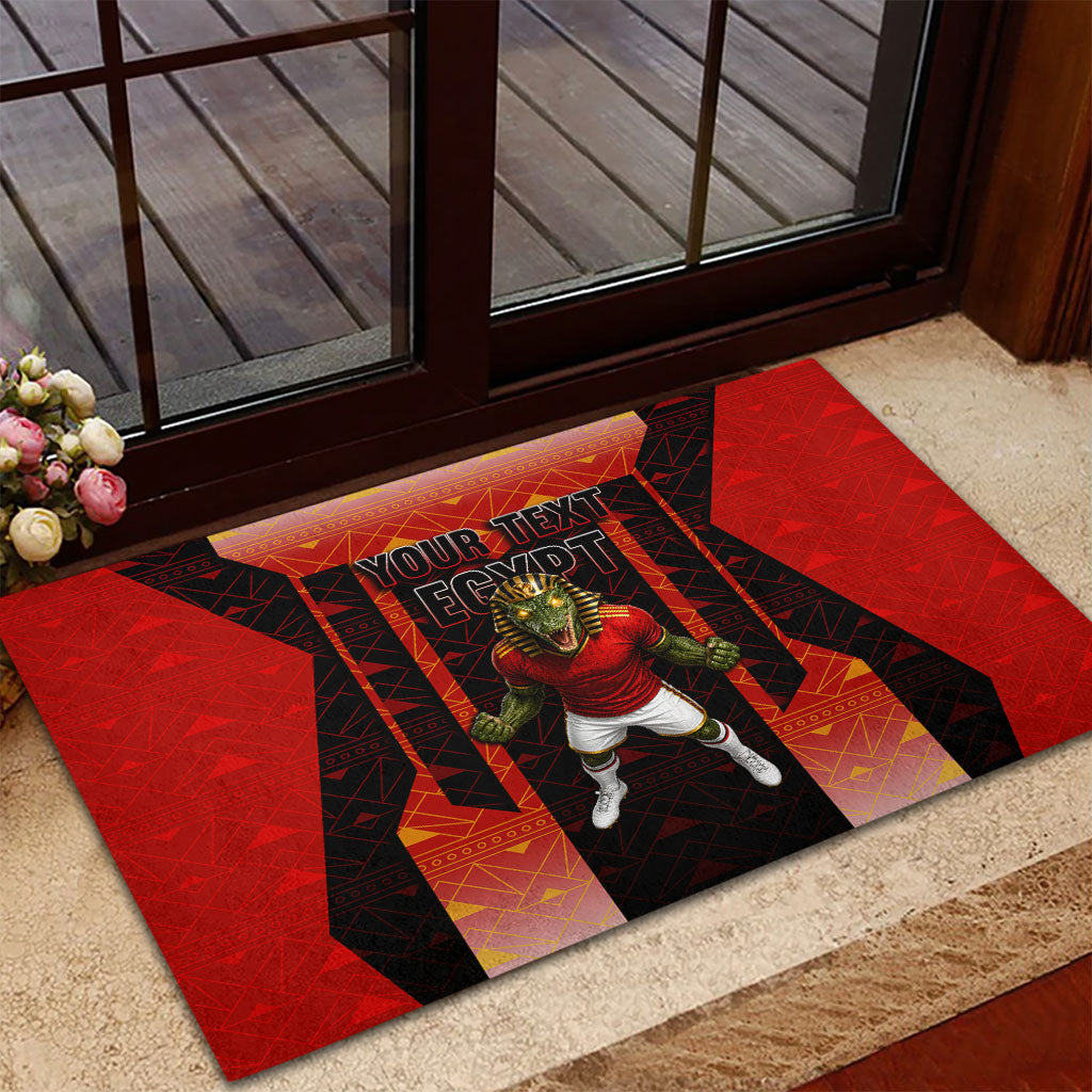 Personalized Egypt Soccer Sobek Crocodile Mascot Rubber Doormat Pharaoh Mascot Egyptian Hieroglyphic