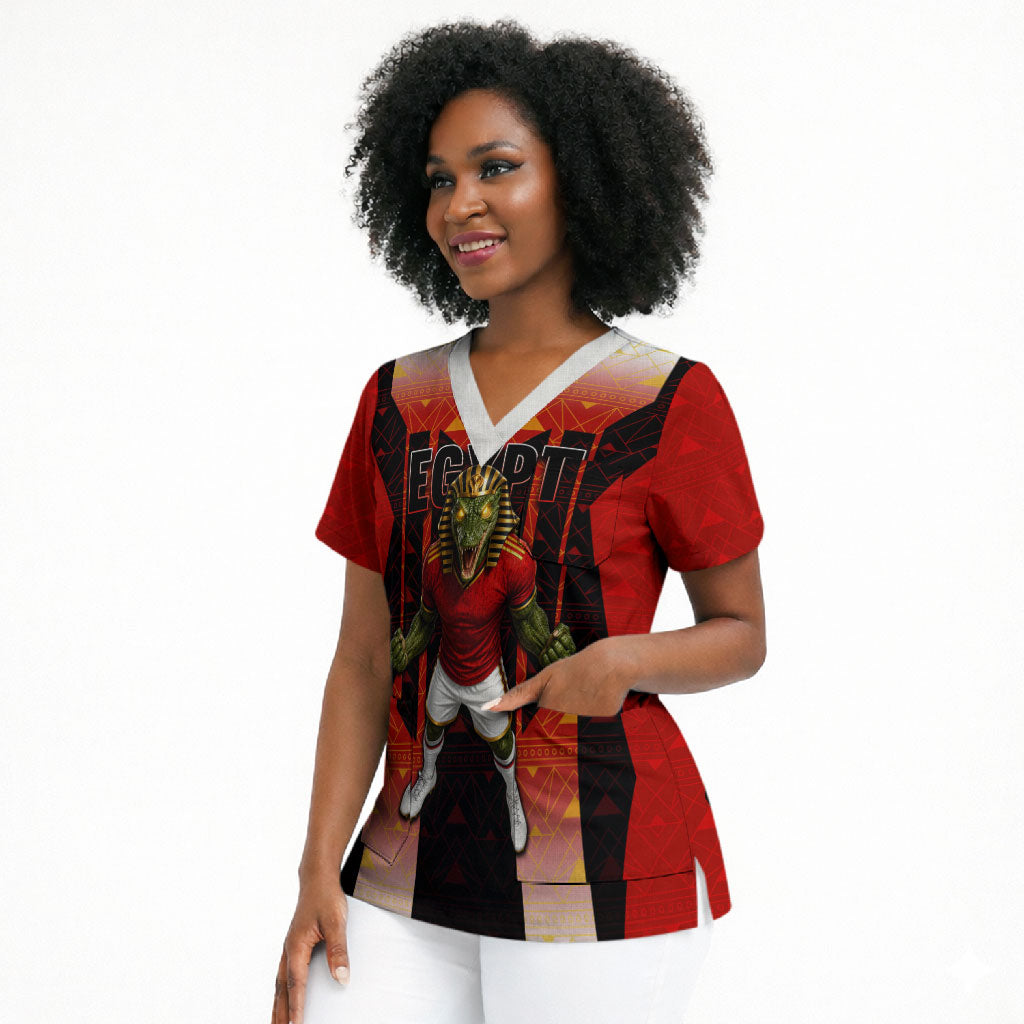 Personalized Egypt Soccer Sobek Crocodile Mascot Scrub Top Pharaoh Mascot Egyptian Hieroglyphic