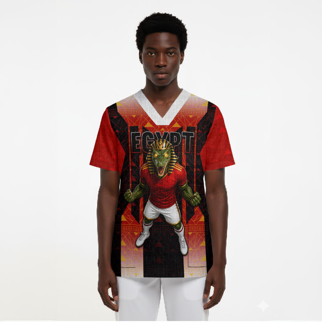 Personalized Egypt Soccer Sobek Crocodile Mascot Scrub Top Pharaoh Mascot Egyptian Hieroglyphic