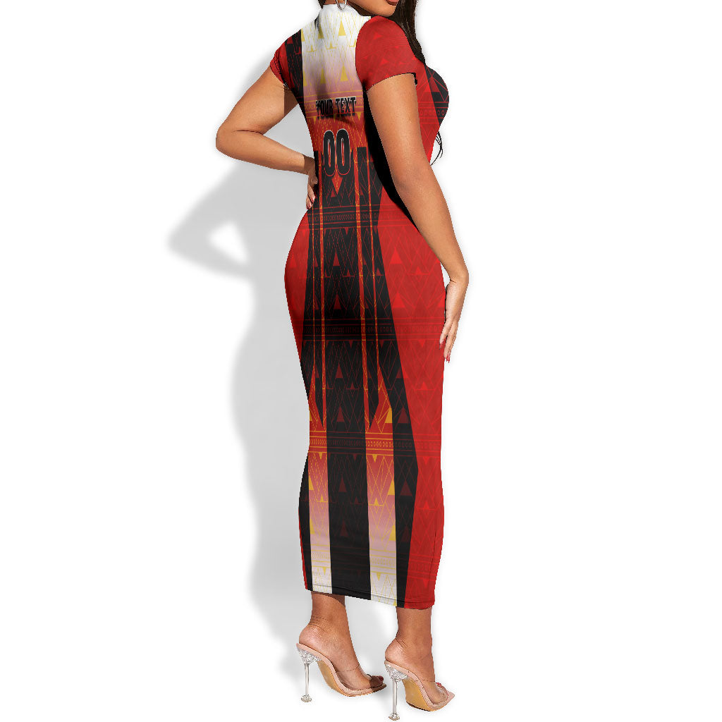 Personalized Egypt Soccer Sobek Crocodile Mascot Short Sleeve Bodycon Dress Pharaoh Mascot Egyptian Hieroglyphic