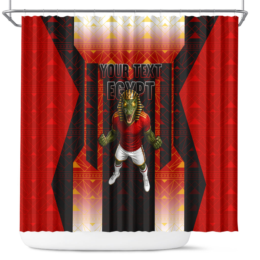Personalized Egypt Soccer Sobek Crocodile Mascot Shower Curtain Pharaoh Mascot Egyptian Hieroglyphic