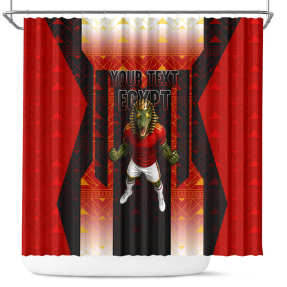 Personalized Egypt Soccer Sobek Crocodile Mascot Shower Curtain Pharaoh Mascot Egyptian Hieroglyphic