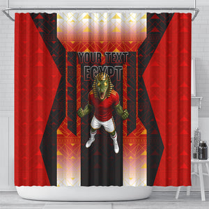 Personalized Egypt Soccer Sobek Crocodile Mascot Shower Curtain Pharaoh Mascot Egyptian Hieroglyphic