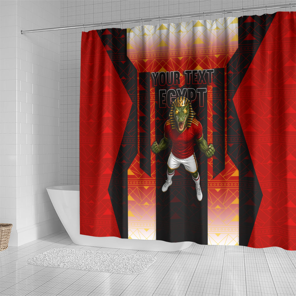 Personalized Egypt Soccer Sobek Crocodile Mascot Shower Curtain Pharaoh Mascot Egyptian Hieroglyphic