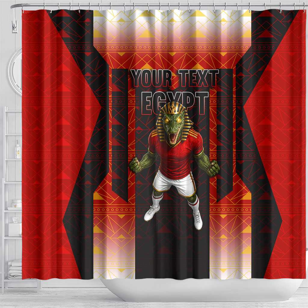 Personalized Egypt Soccer Sobek Crocodile Mascot Shower Curtain Pharaoh Mascot Egyptian Hieroglyphic