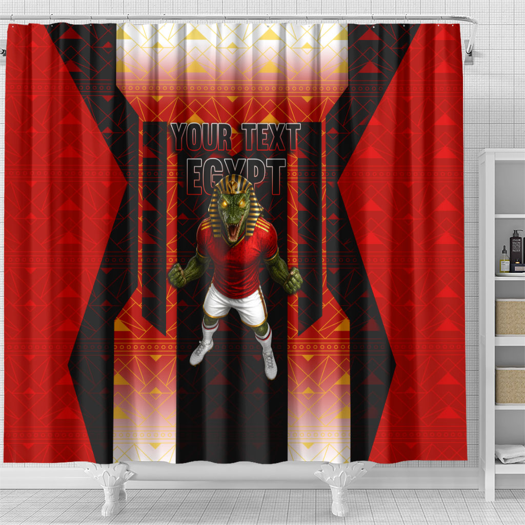Personalized Egypt Soccer Sobek Crocodile Mascot Shower Curtain Pharaoh Mascot Egyptian Hieroglyphic
