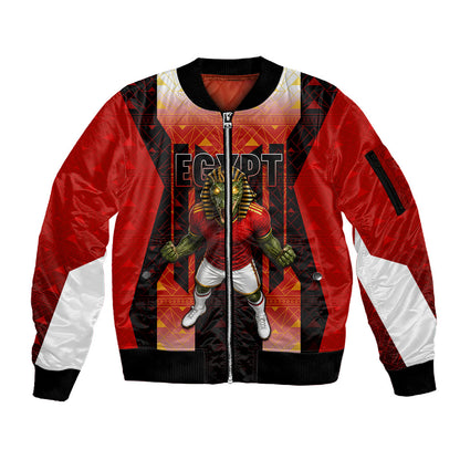 Personalized Egypt Soccer Sobek Crocodile Mascot Sleeve Zip Bomber Jacket Pharaoh Mascot Egyptian Hieroglyphic