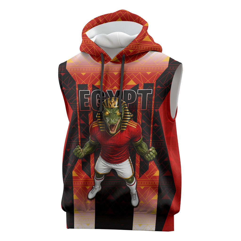 Personalized Egypt Soccer Sobek Crocodile Mascot Sleeveless Hoodie Pharaoh Mascot Egyptian Hieroglyphic