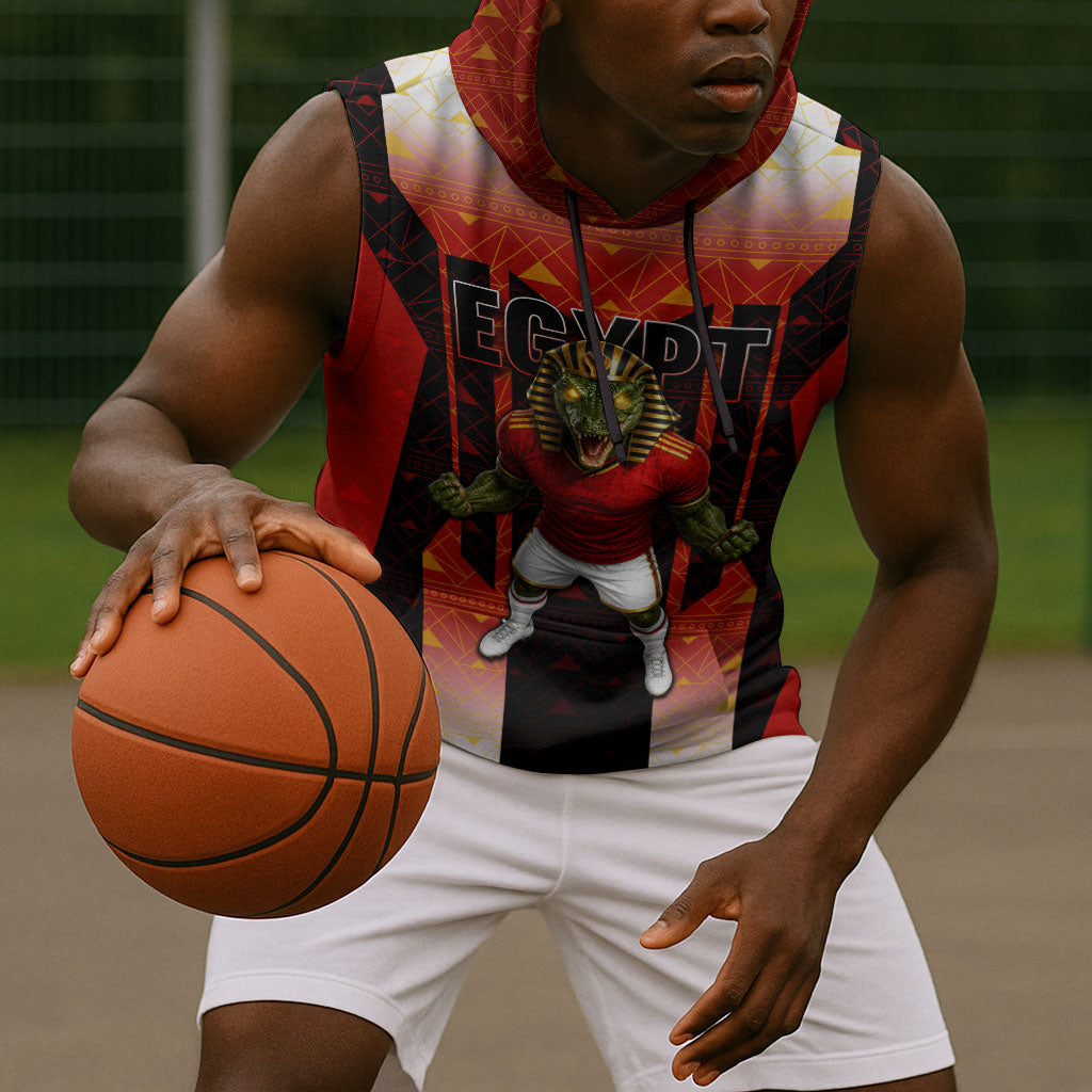 Personalized Egypt Soccer Sobek Crocodile Mascot Sleeveless Hoodie Pharaoh Mascot Egyptian Hieroglyphic