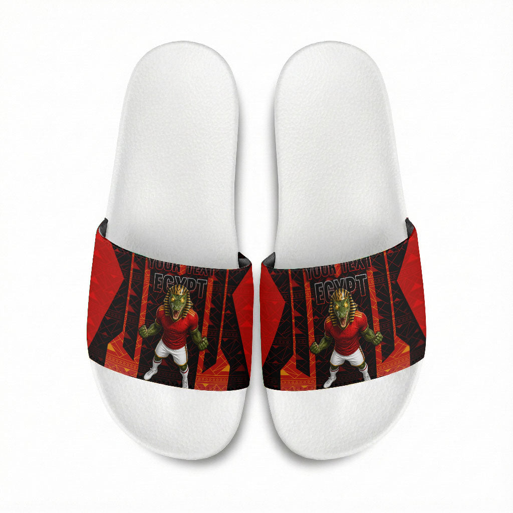 Personalized Egypt Soccer Sobek Crocodile Mascot Slide Sandals Pharaoh Mascot Egyptian Hieroglyphic