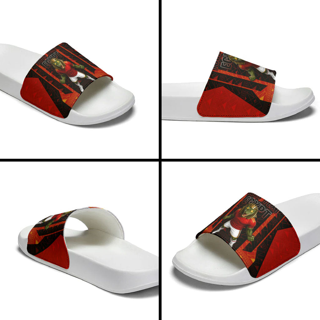 Personalized Egypt Soccer Sobek Crocodile Mascot Slide Sandals Pharaoh Mascot Egyptian Hieroglyphic