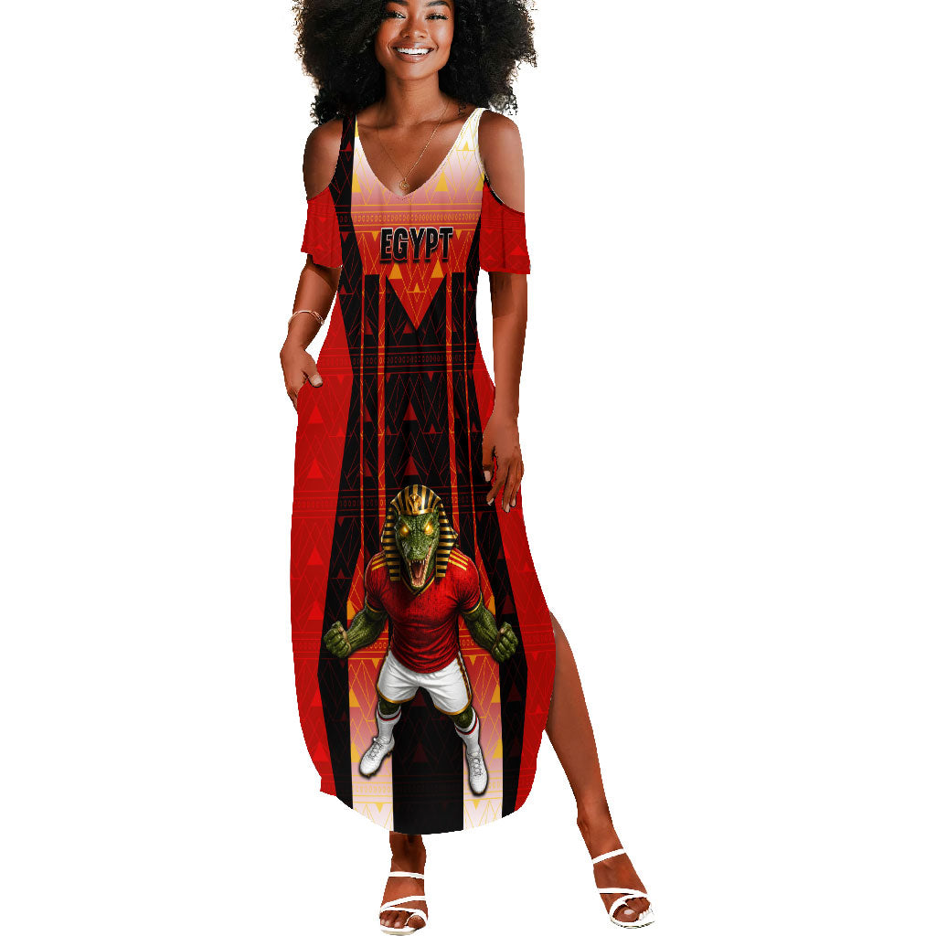 Personalized Egypt Soccer Sobek Crocodile Mascot Summer Maxi Dress Pharaoh Mascot Egyptian Hieroglyphic