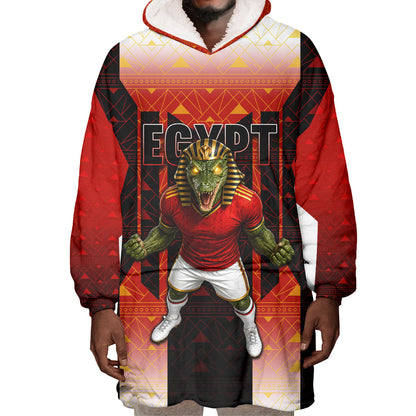 Personalized Egypt Soccer Sobek Crocodile Mascot Wearable Blanket Hoodie Pharaoh Mascot Egyptian Hieroglyphic