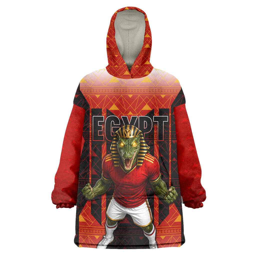 Personalized Egypt Soccer Sobek Crocodile Mascot Wearable Blanket Hoodie Pharaoh Mascot Egyptian Hieroglyphic