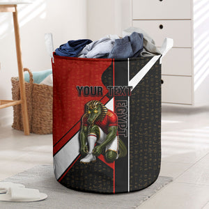 Personalized Egypt Soccer Sobek Crocodile Mascot Laundry Basket Ancient Egyptian Hieroglyphic Stripe