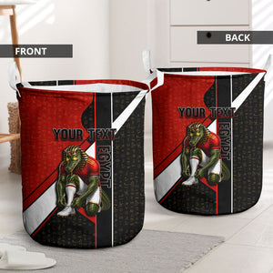 Personalized Egypt Soccer Sobek Crocodile Mascot Laundry Basket Ancient Egyptian Hieroglyphic Stripe