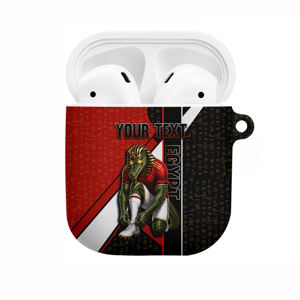 Personalized Egypt Soccer Sobek Crocodile Mascot AirPods Case Ancient Egyptian Hieroglyphic Stripe