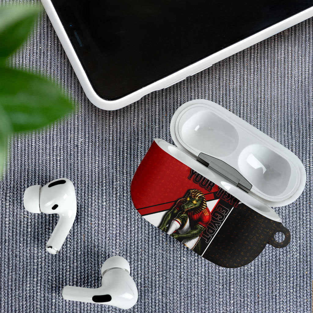 Personalized Egypt Soccer Sobek Crocodile Mascot AirPods Case Ancient Egyptian Hieroglyphic Stripe