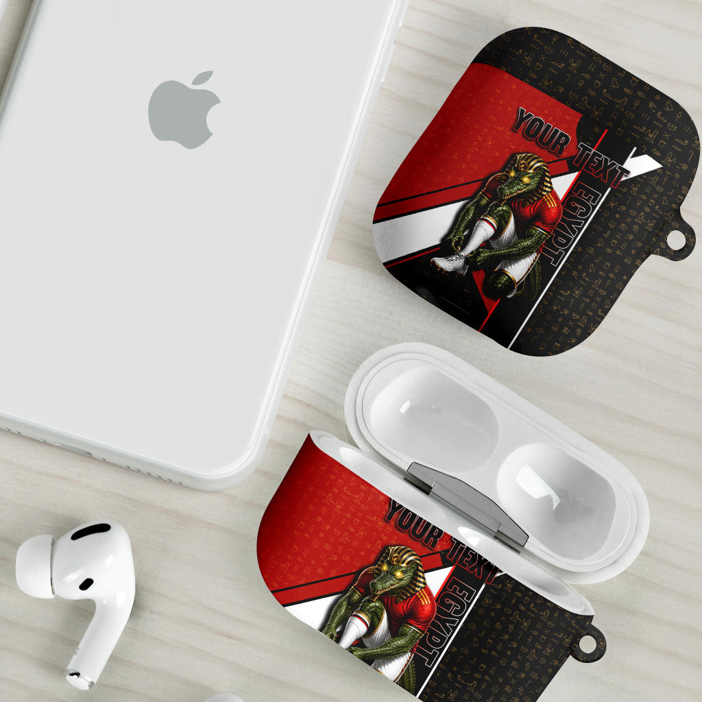 Personalized Egypt Soccer Sobek Crocodile Mascot AirPods Case Ancient Egyptian Hieroglyphic Stripe