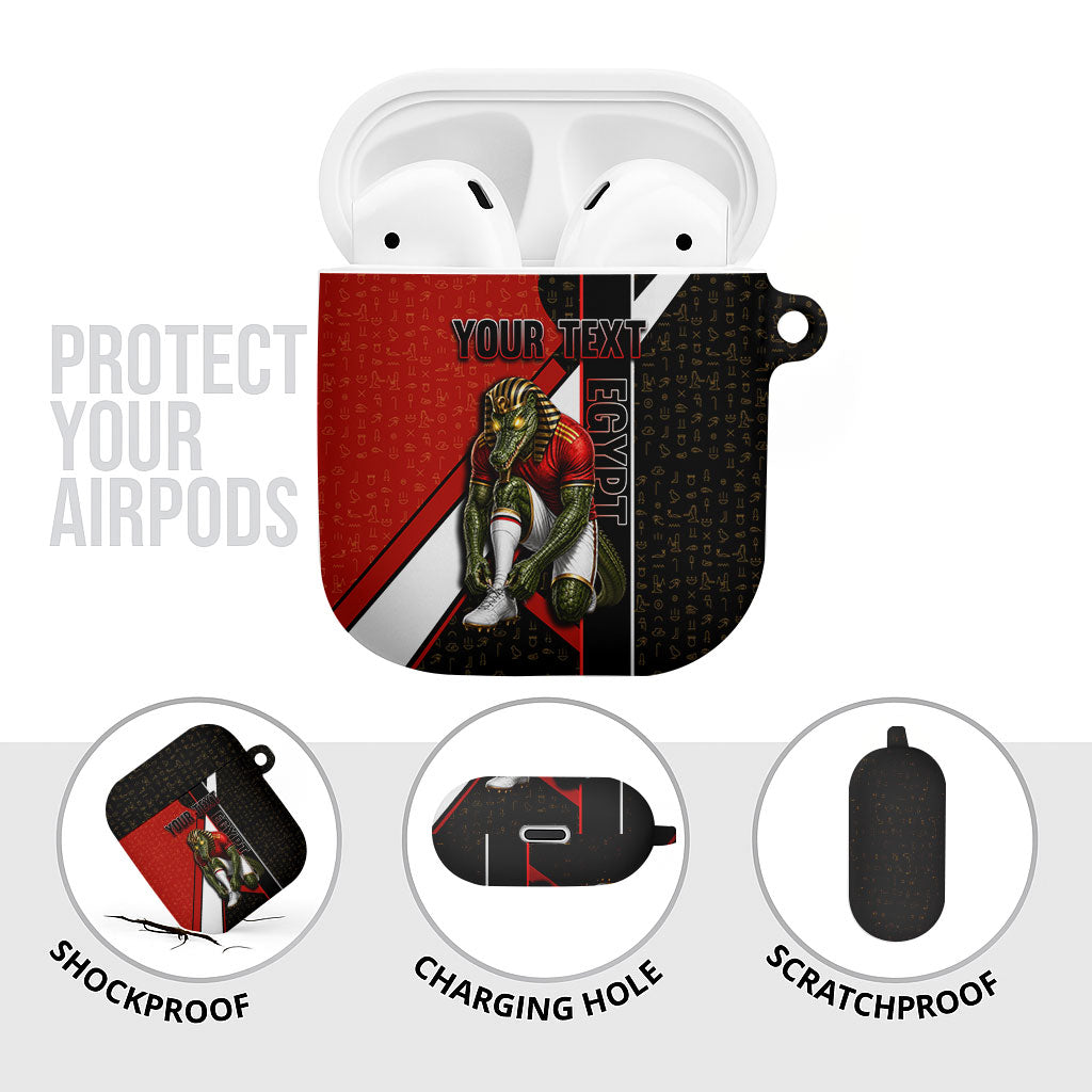 Personalized Egypt Soccer Sobek Crocodile Mascot AirPods Case Ancient Egyptian Hieroglyphic Stripe