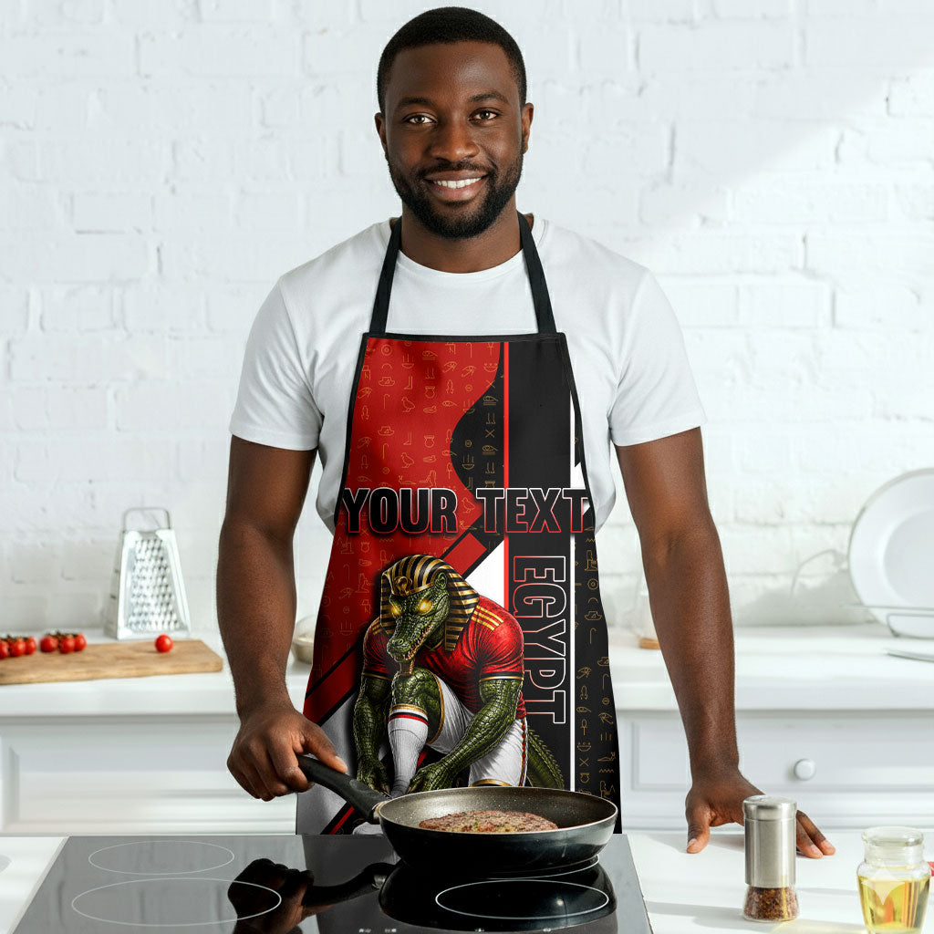 Personalized Egypt Soccer Sobek Crocodile Mascot Apron Ancient Egyptian Hieroglyphic Stripe