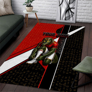 Personalized Egypt Soccer Sobek Crocodile Mascot Area Rug Ancient Egyptian Hieroglyphic Stripe
