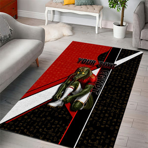 Personalized Egypt Soccer Sobek Crocodile Mascot Area Rug Ancient Egyptian Hieroglyphic Stripe