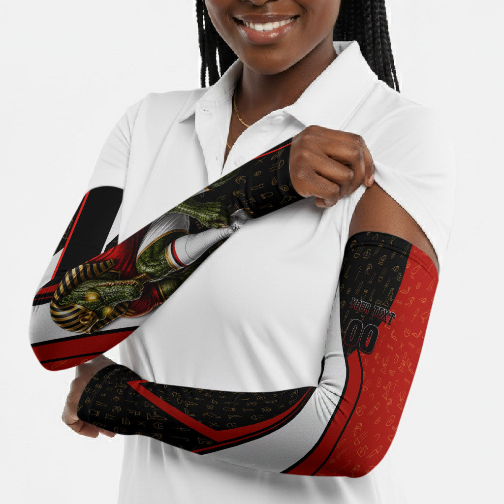 Personalized Egypt Soccer Sobek Crocodile Mascot Arm Sleeves Ancient Egyptian Hieroglyphic Stripe