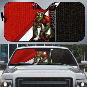 Personalized Egypt Soccer Sobek Crocodile Mascot Auto Sun Shade Ancient Egyptian Hieroglyphic Stripe